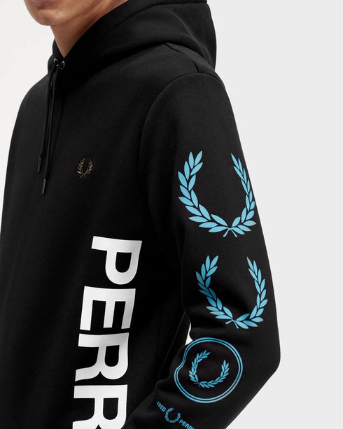 Fred Perry Graphic Logo Hoodie Black